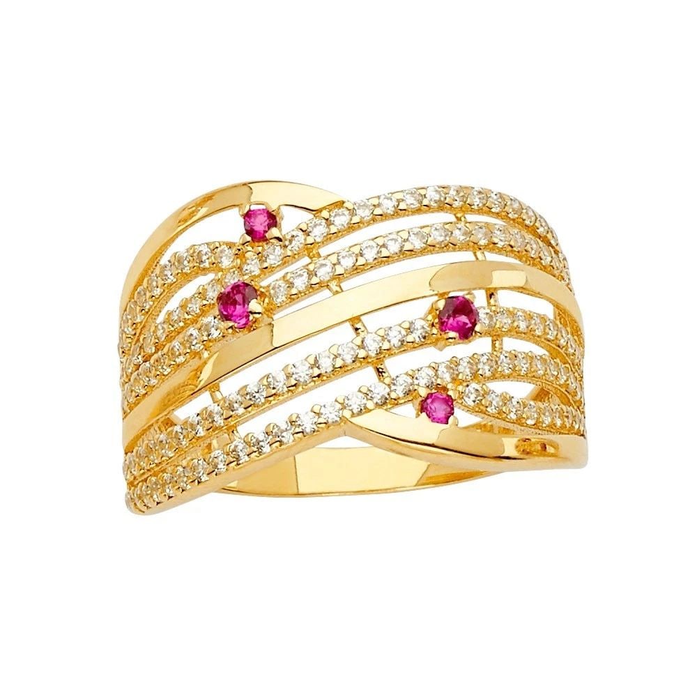 NEW 14K YELLOW GOLD MULTI LINE MP RING - SIZE 7 (1 of 2)