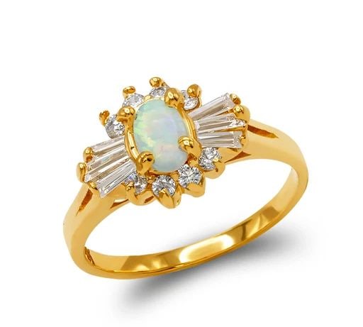 NEW 14K YELLOW GOLD LADIES OPAL RING (1 of 1)