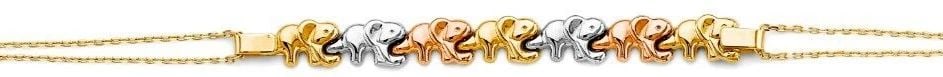 NEW 14K TRI COLOR GOLD CENTER ELEPHANT BRACELET (1 of 1)
