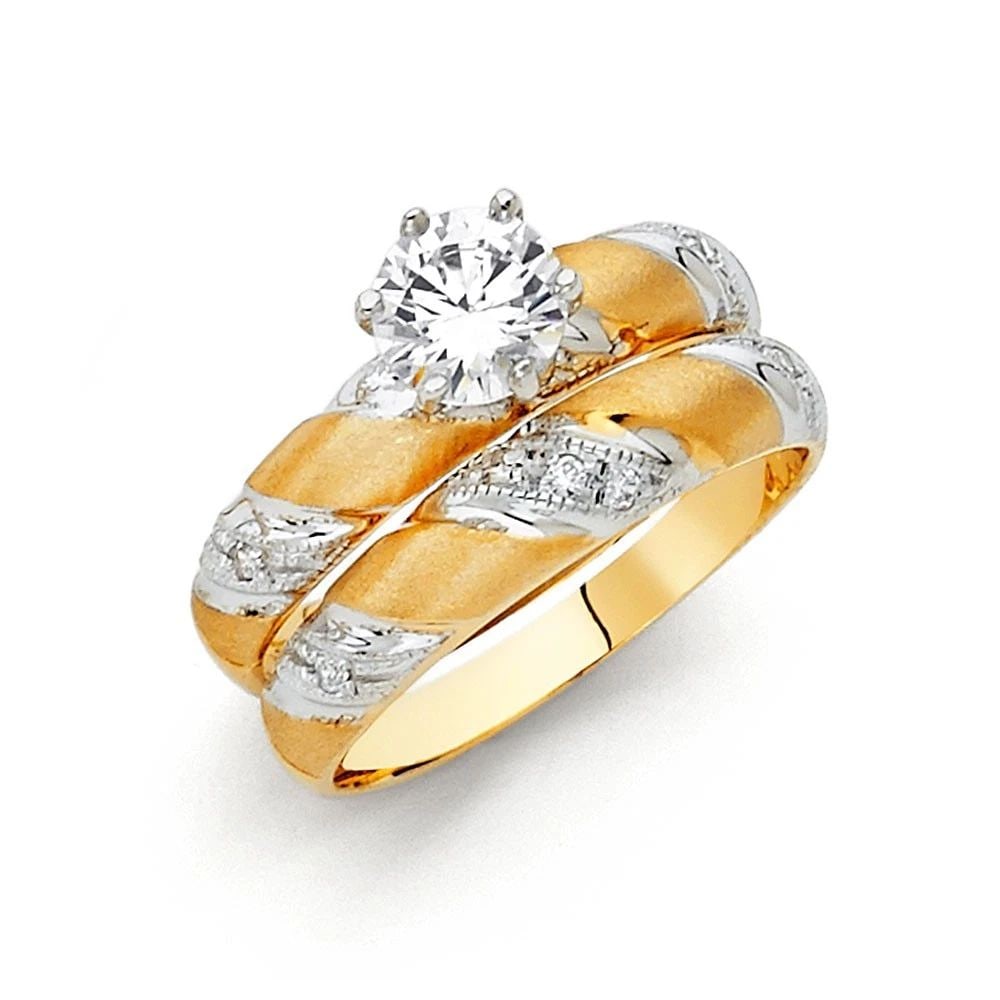 NEW 14K TWO TONE GOLD ENGAGEMENT RING - SIZE 7: NEW 14K TWO TONE GOLD ENGAGEMENT RING ENGAGEMENT RING NEW 14K TWO TONE GOLD WIDTH : 5 mm WEIGHT : 3.1g