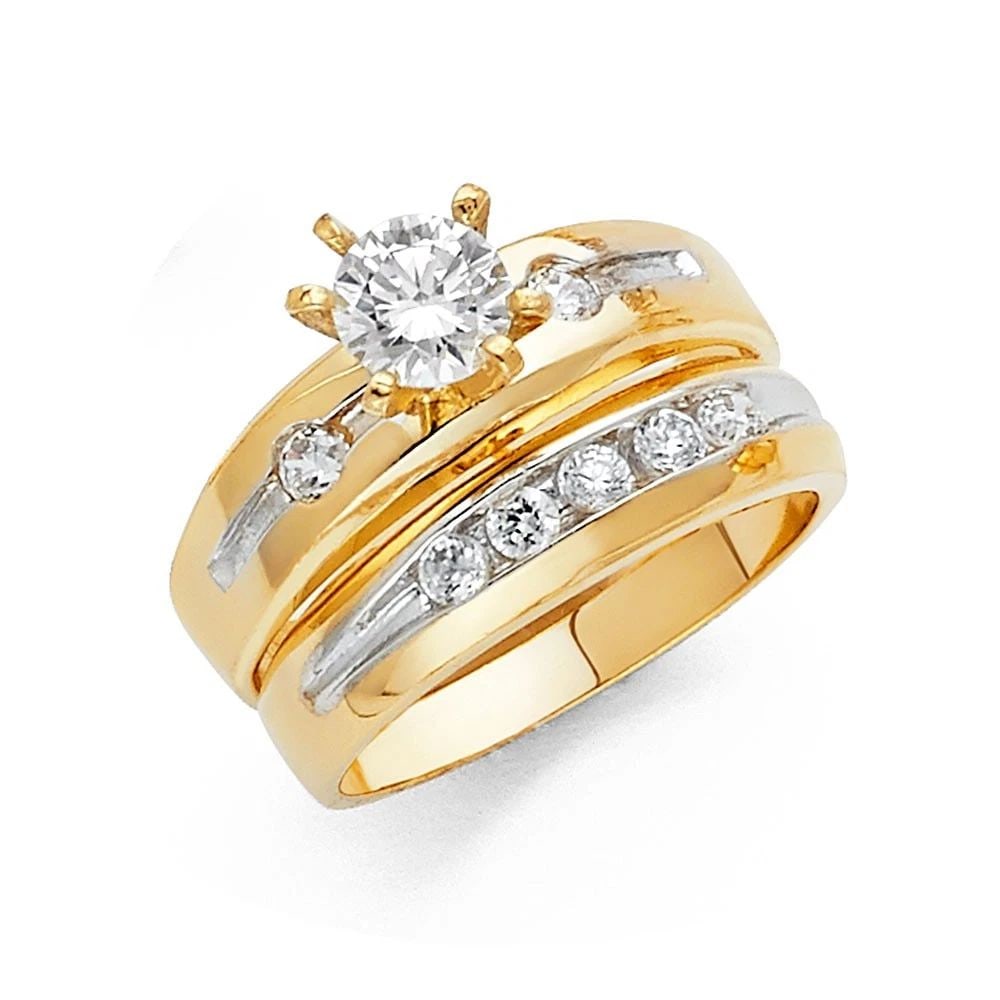 NEW 14K TWO TONE GOLD ENGAGEMENT RING - SIZE 7 (1 of 1)