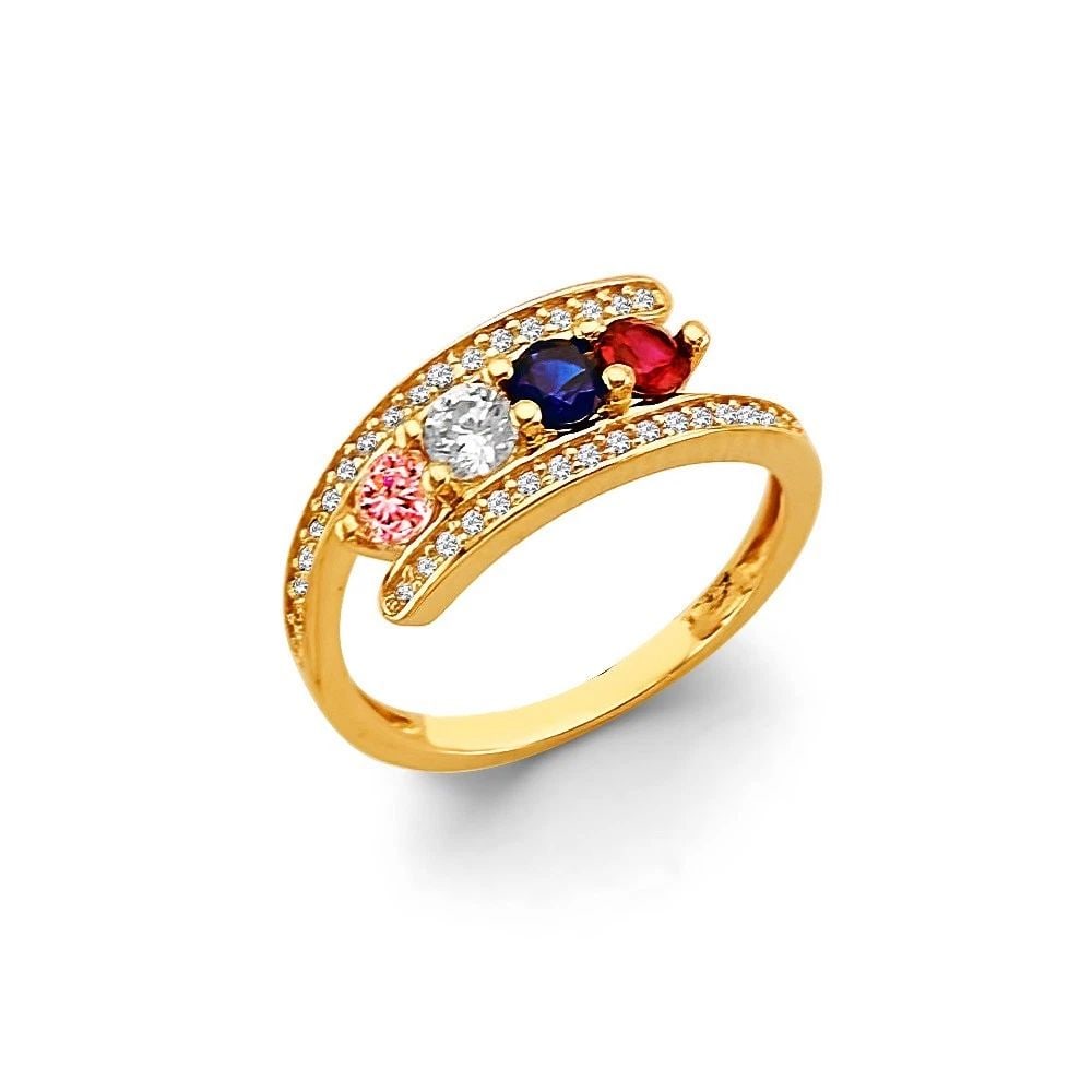 NEW 14K YELLOW GOLD 4 STONE MONTH RING -SIZE 7 (1 of 1)