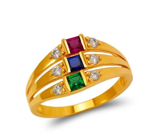 NEW 14K YELLOW GOLD MOTHER'S 3-LINE RING (1 of 2)
