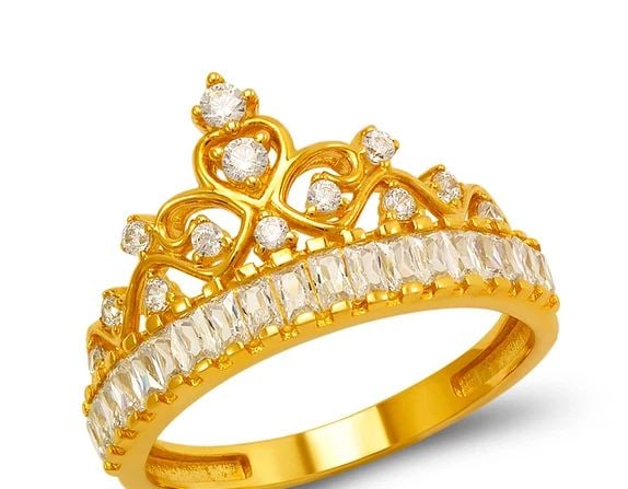 NEW 14K YELLOW GOLD FANCY TIARA RING (1 of 1)