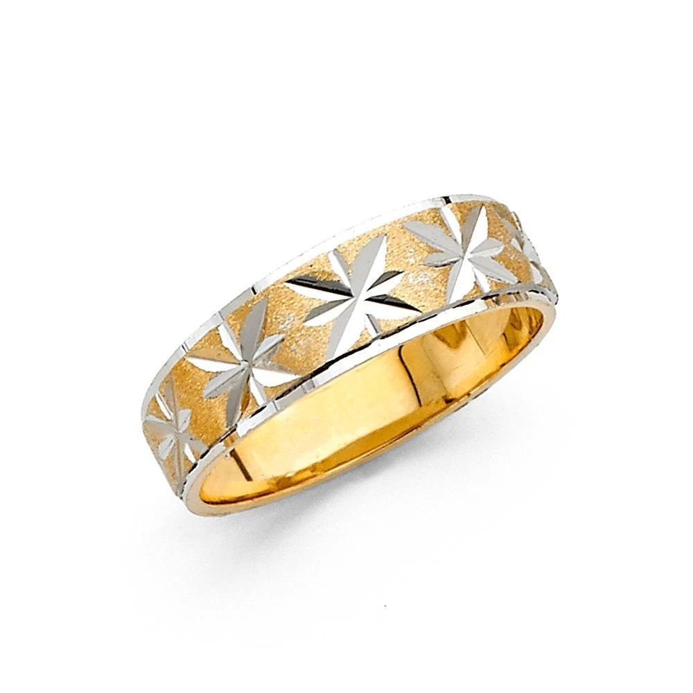NEW 14K TWO TONE GOLD 6MM DC TAPE RED WEDDING BAND - SIZE 7 (1 of 1)