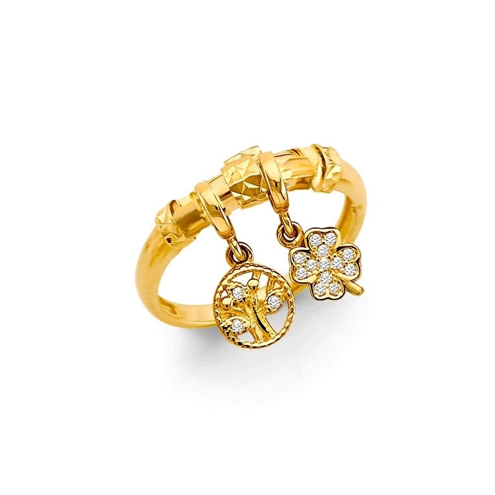 NEW 14K YELLOW GOLD HANGING CHARM RING (1 of 1)