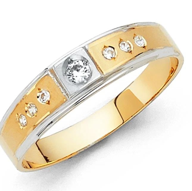 NEW 14K TWO TONE GOLD MEN'S WEDDING BAND - SIZE 10 (1 of 1)