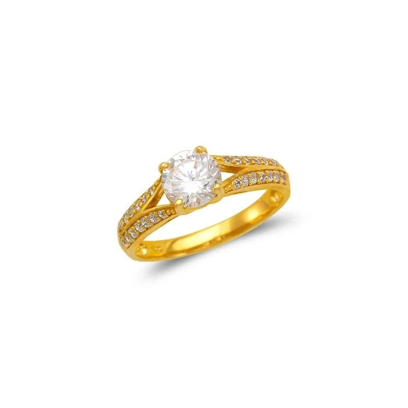 NEW 14K YELLOW GOLD LADIES FANCY SOLITAIRE RING (1 of 1)