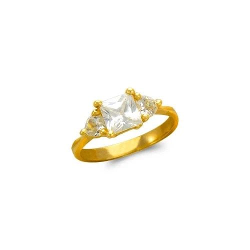 NEW 14K YELLOW GOLD LADIES FASHION PRINCESS CUT SOLITAIRE RING (1 of 2)