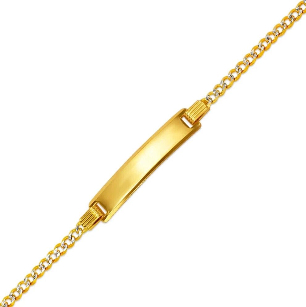 NEW 14K WHITE PAVE GOLD CURB X-LIGHT BABY ID BRACELET (1 of 2)