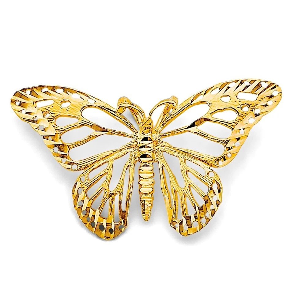 NEW 14K YELLOW GOLD MEDIUM BUTTERFLY PENDANT (1 of 1)