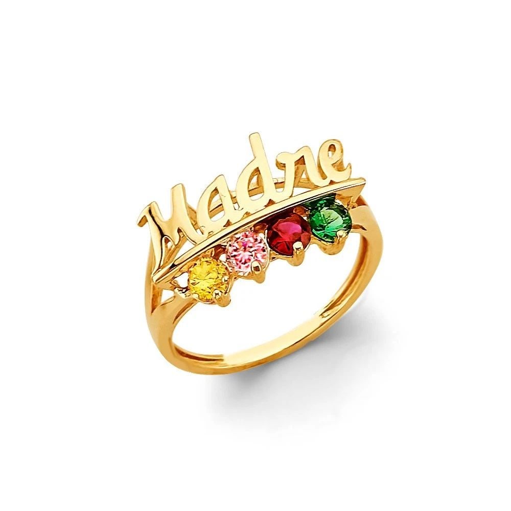 NEW 14K YELLOW GOLD 4 STONE MOTHER'S RING (1 of 1)