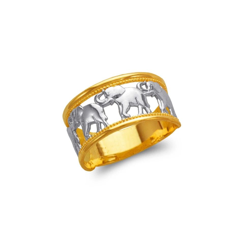 NEW 14K TWO TONE GOLD LADIES ELEPHANT FILIGREE RING (1 of 1)