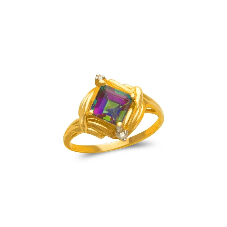 NEW 14K TWO TONE GOLD LADIES MYSTIC RING: NEW 14K TWO TONE GOLD LADIES MYSTIC RING LADIES MYSTIC RING NEW 14K TWO TONE GOLD Apx. WIDTH: 7mm Apx. WEIGHT: 2.8g