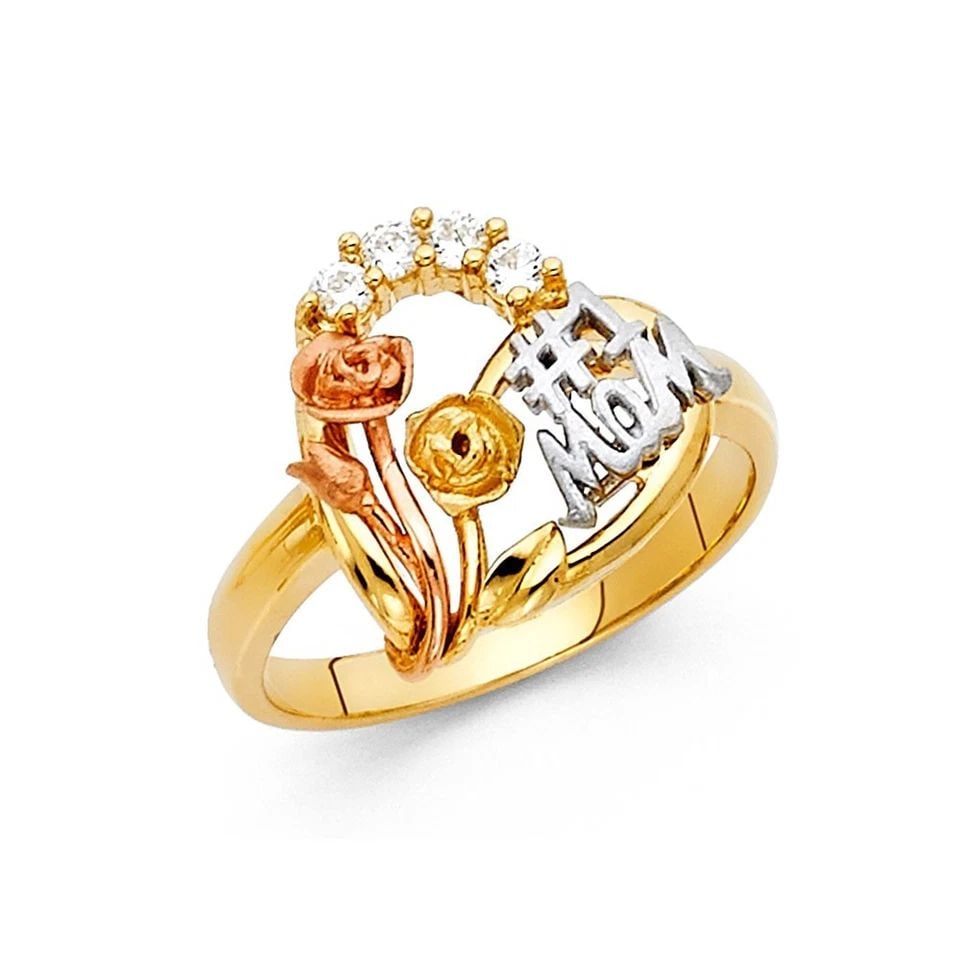 NEW 14K TRI COLOR GOLD MOTHERS RING: NEW 14K TRI COLOR GOLD MOTHERS RING MOTHERS RING NEW 14K TRI COLOR GOLD WIDTH : 15 mm Average Apx WEIGHT : 2.7g