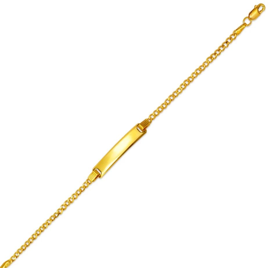 NEW 14K YELLOW GOLD CURB X-LIGHT BABY ID BRACELET (1 of 1)