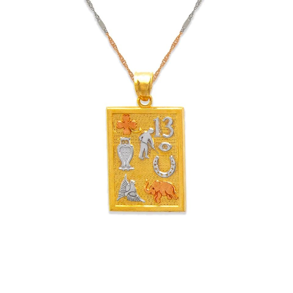 NEW 14K TRICOLOR GOLD GOODLUCK PENDANT (1 of 1)