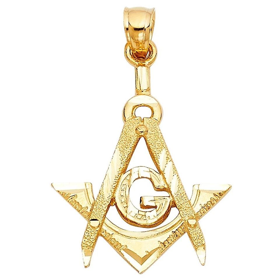 NEW 14K YELLOW GOLD FREEMASON MASONIC PENDANT (1 of 1)