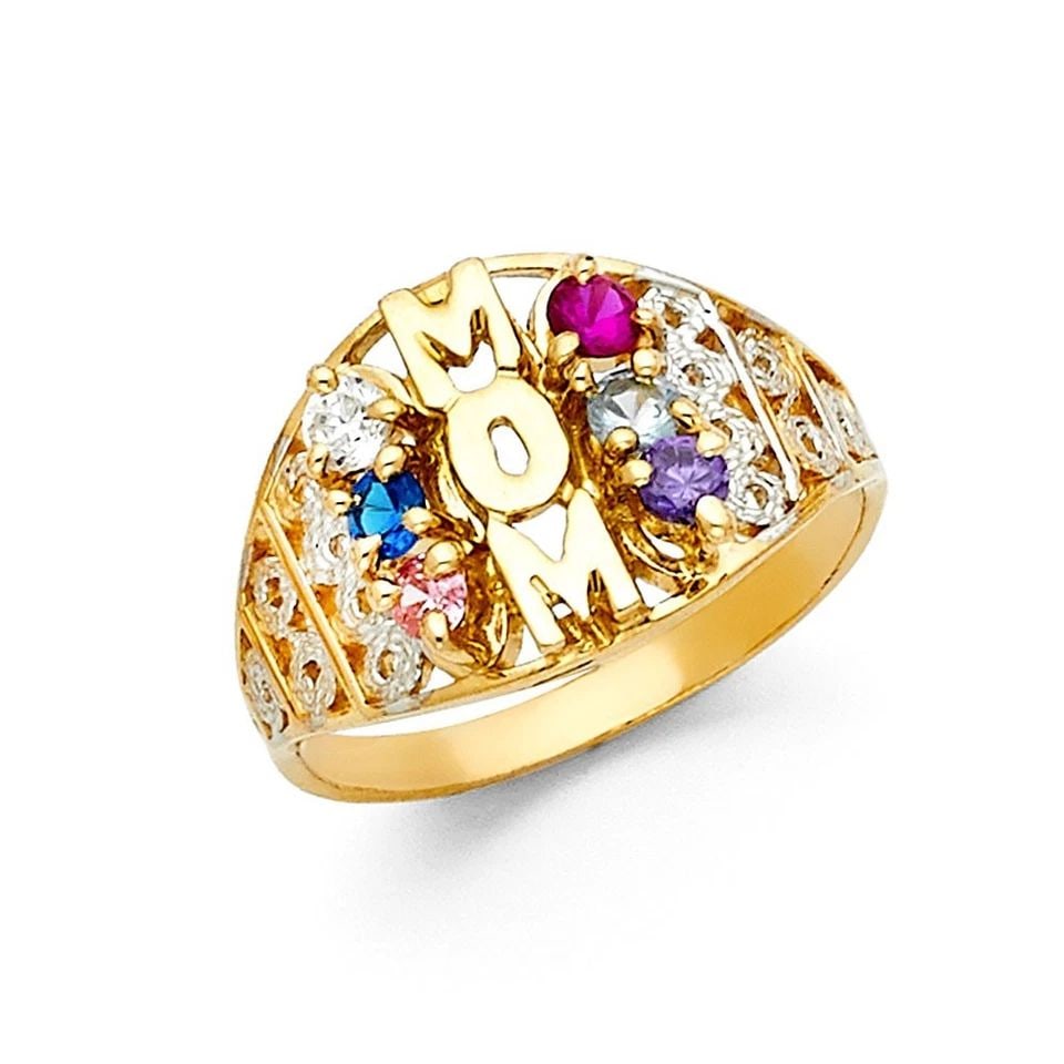 NEW 14K TWO TONE GOLD MOTHERS RING: NEW 14K TWO TONE GOLD MOTHERS RING MOTHERS RING NEW 14K TWO TONE GOLD WIDTH : 12 mm Average Apx WEIGHT : 2.7g