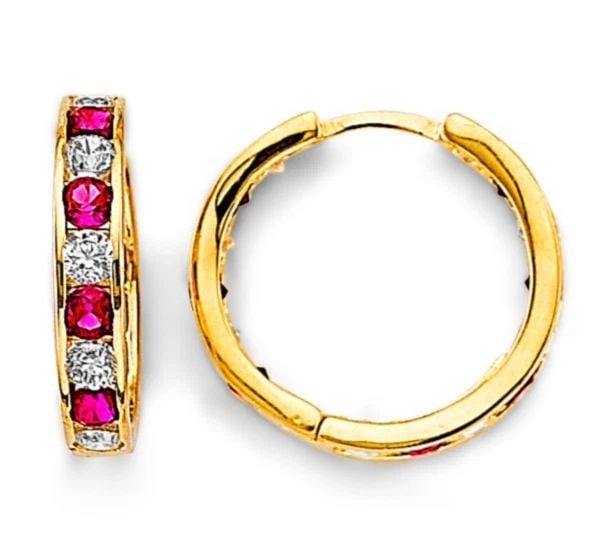 NEW 14K YELLOW GOLD CHANNEL HUGGIES EARRINGS (1 of 1)