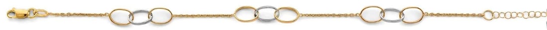 NEW 14K TWO TONE GOLD TRIPLE TOGETHER OVAL BRACELET (1 of 1)