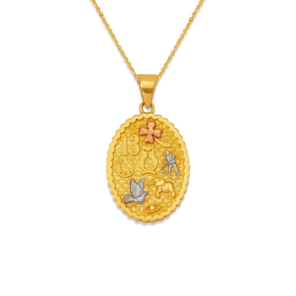 NEW 14K TRICOLOR GOLD GOODLUCK PENDANT (1 of 1)