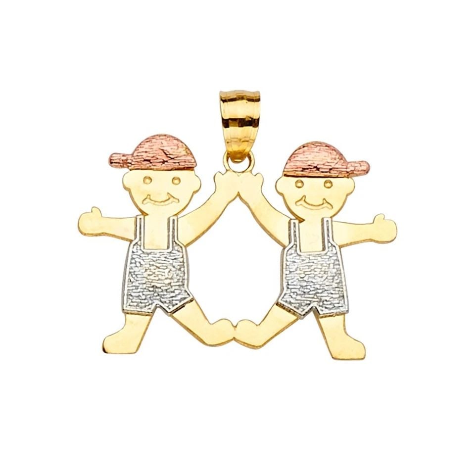 NEW 14K TRI COLOR GOLD BOY-BOY PENDANT (1 of 1)
