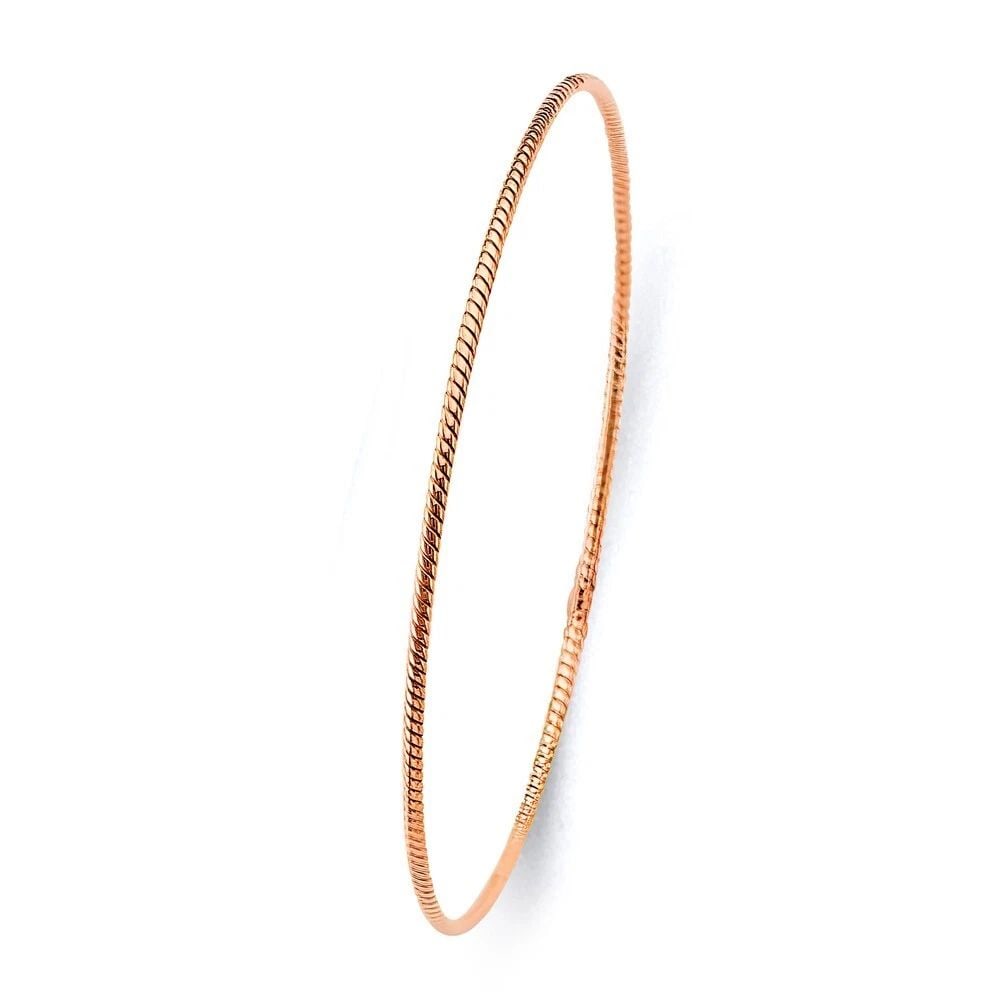 NEW 14K ROSE 1.5MM LIGHT BRAIDED BANGLE (1 of 1)