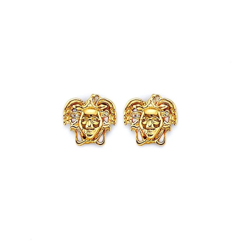 NEW 14K YELLOW GOLD MEDUSA PUSH BACK EARRINGS (1 of 1)