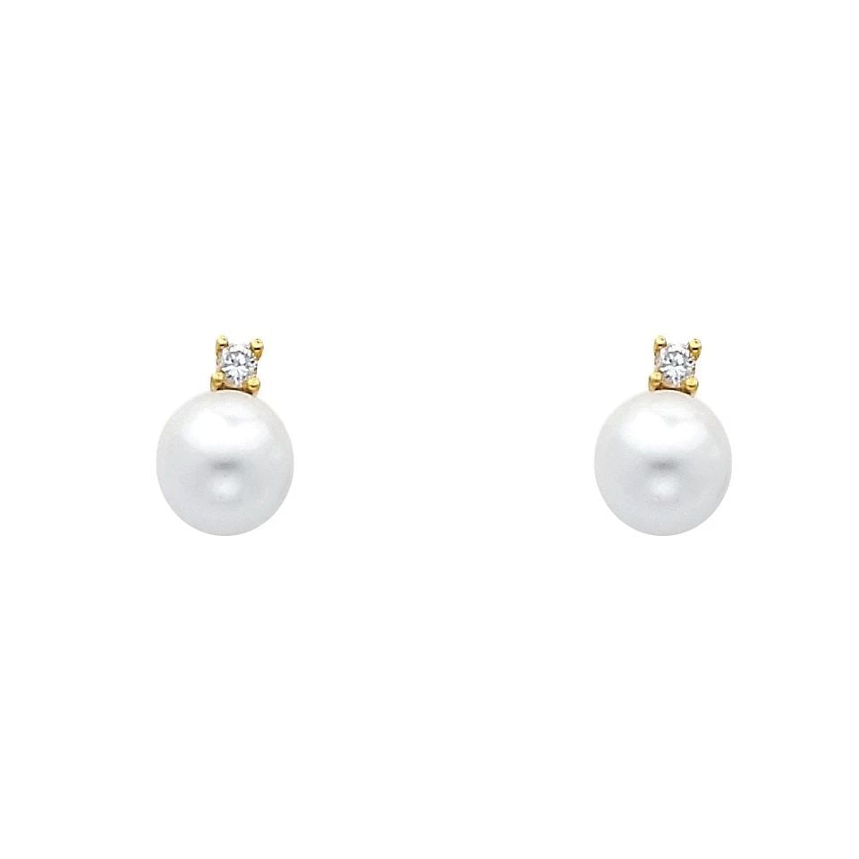 NEW 14K YELLOW GOLD PEARL EARRINGS (1 of 1)