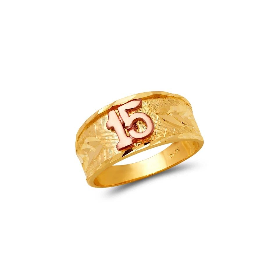 NEW 14K TRICOLOR GOLD LADIES 15 ANOS FILIGREE RING: NEW 14K TRICOLOR GOLD LADIES 15 ANOS FILIGREE RINGLADIES 15 ANOS FILIGREE RINGNEW 14KTRICOLOR GOLDSIZE Apx: 11mmApx. WEIGHT: 2.5g