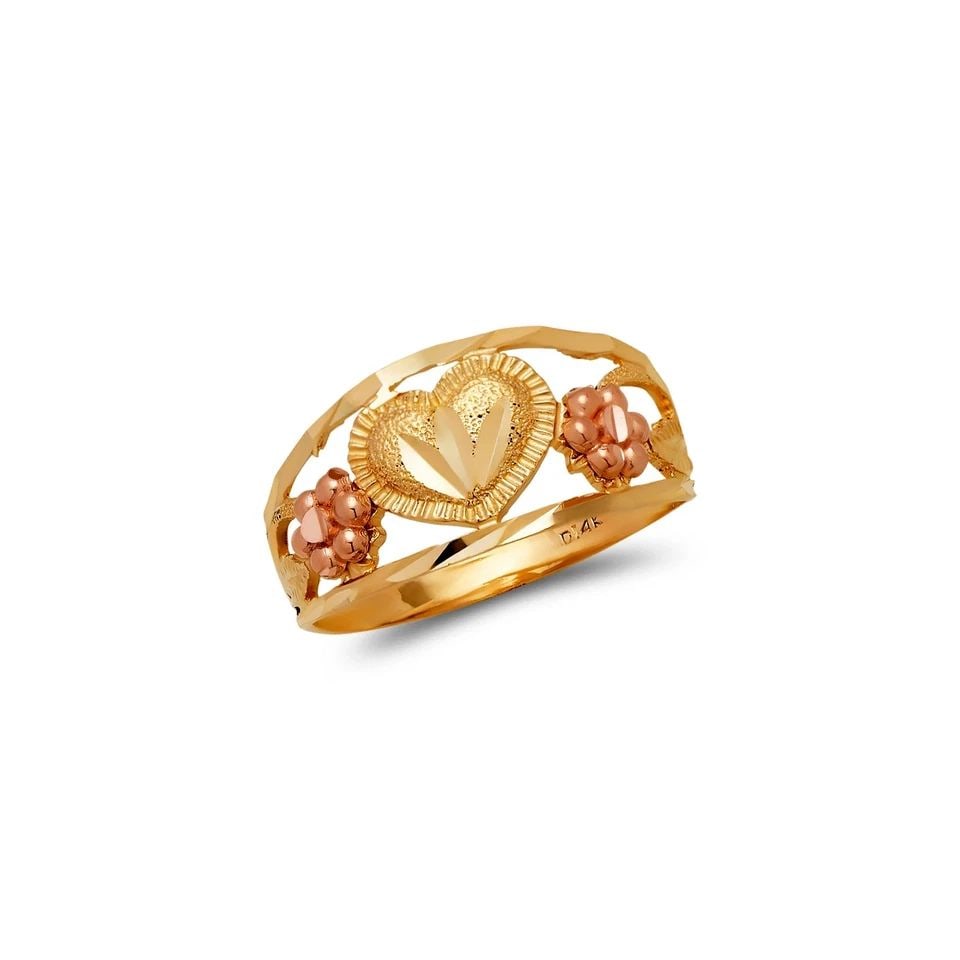 NEW 14K TWO TONE GOLD LADIES HEART FILIGREE RING: NEW 14K TWO TONE GOLD LADIES HEART FILIGREE RINGLADIES HEART FILIGREE RINGNEW 14KTWO TONE GOLDApx. WIDTH: 9mmApx. WEIGHT: 2.5g
