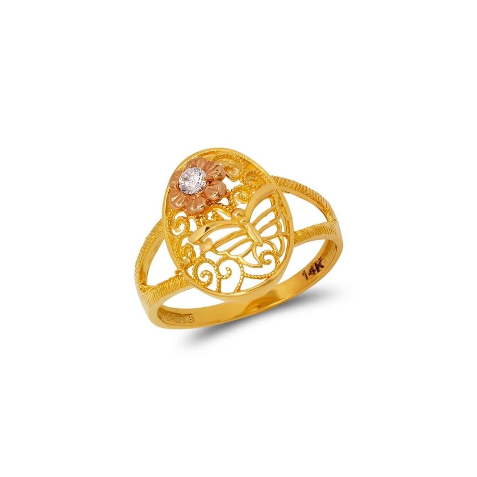 NEW 14K TWO TONE GOLD LADIES FILIGREE RING (1 of 1)