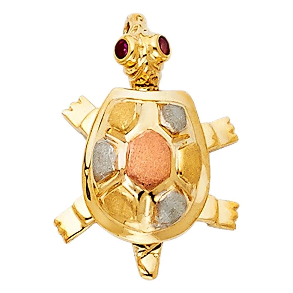 NEW 14K TRI COLOR GOLD TURTLE PENDANT (1 of 1)