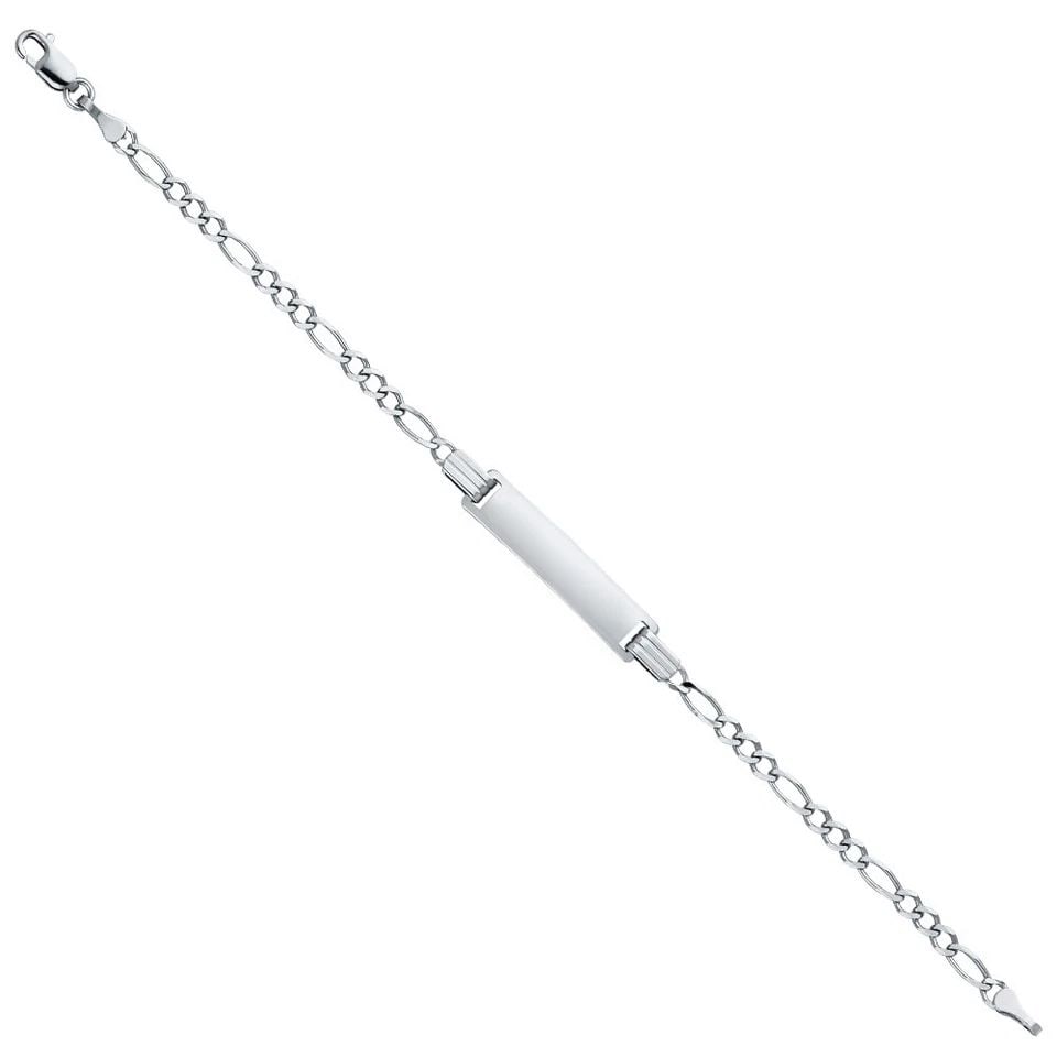 NEW 14K WHITE GOLD FIGARO 3+1 BABY ID BRACELET: NEW 14K WHITE GOLD FIGARO 3+1 BABY ID BRACELETFIGARO 3+1 BABY ID BRACELETNEW 14KWHITE GOLDLENGTH - 6inApx WEIGHT - 2.4g