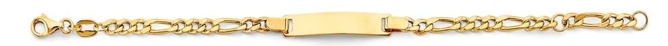 NEW 14K YELLOW GOLD HOLLOW FIGARO BABY ID BRACELET: NEW 14K YELLOW GOLD HOLLOW FIGARO BABY ID BRACELET HOLLOW FIGARO BABY ID BRACELET NEW 14K YELLOW GOLD LENGTH - 5+0.5in Apx WEIGHT - 2.4g