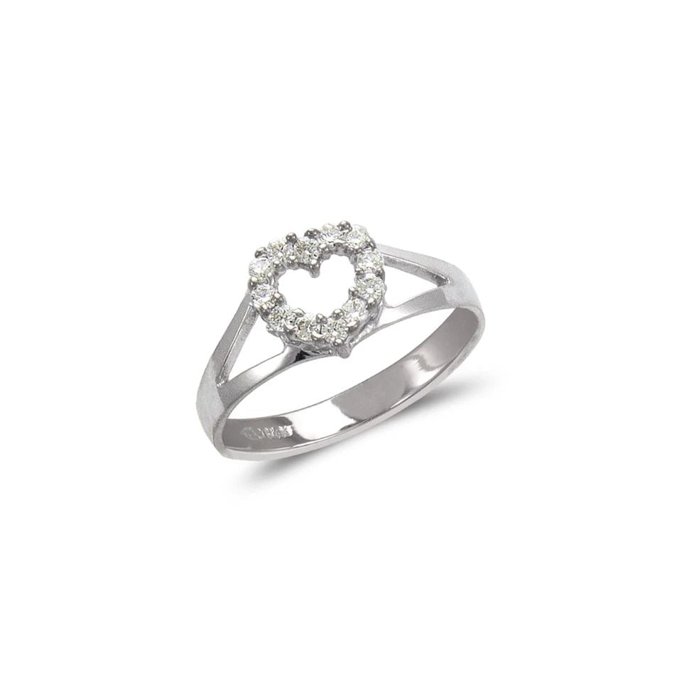 NEW 14K WHITE GOLD LADIES FASHION WHITE HEART RING: NEW 14K WHITE GOLD LADIES FASHION WHITE HEART RING LADIES FASHION WHITE HEART RING NEW 14K WHITE GOLD Apx. WIDTH: 8mm Apx. WEIGHT: 2.4g