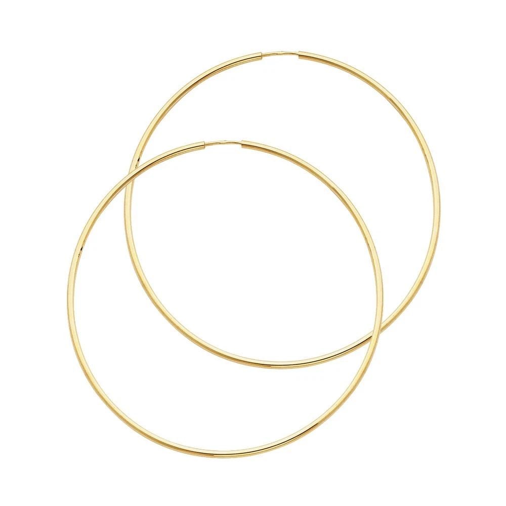 NEW 14K YELLOW GOLD 1.5MM ROUND TUBE POLISHED ENDLESS HOOP EARRINGS (45MM): NEW 14K YELLOW GOLD 1.5MM ROUND TUBE POLISHED ENDLESS HOOP EARRINGS (45MM) 1.5MM ROUND TUBE POLISHED ENDLESS HOOP EARRINGS (45MM) NEW 14K YELLOW GOLD HEIGHT - 45 mm WIDTH - 45 mm Apx WEIGHT - 1.8 g
