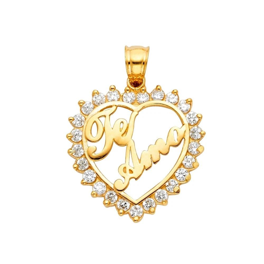 NEW 14K YELLOW GOLD TE AMO HEART PENDANT (1 of 1)