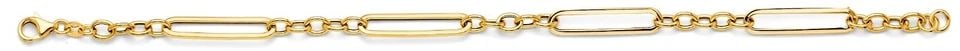 NEW 14K YELLOW GOLD HOLLOW PAPER CLIP + OVAL LINK BRACELET (1 of 1)