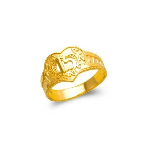 NEW 14K YELLOW GOLD LADIES 15 ANOS HEART FILIGREE RING: NEW 14K YELLOW GOLD LADIES 15 ANOS HEART FILIGREE RING LADIES 15 ANOS HEART FILIGREE RING NEW 14K YELLOW GOLD Apx. SIZE: 11mm Apx. WEIGHT: 2.3g