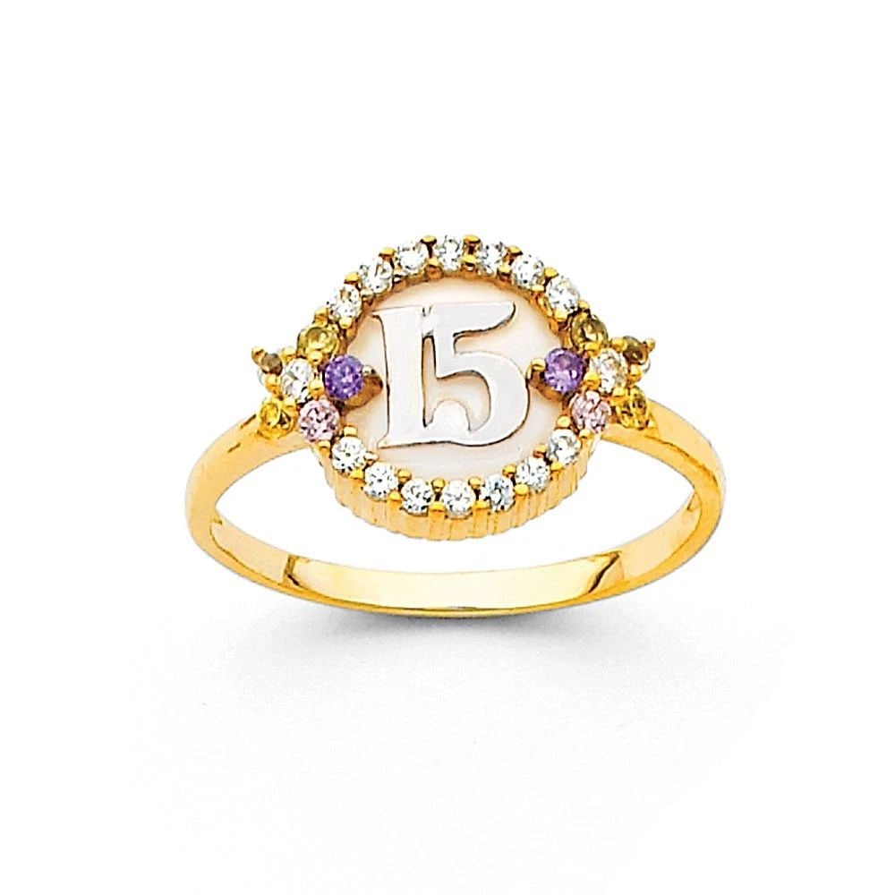 NEW 14K TWO TONE GOLD 15 YEARS RING - SIZE 7 (1 of 2)