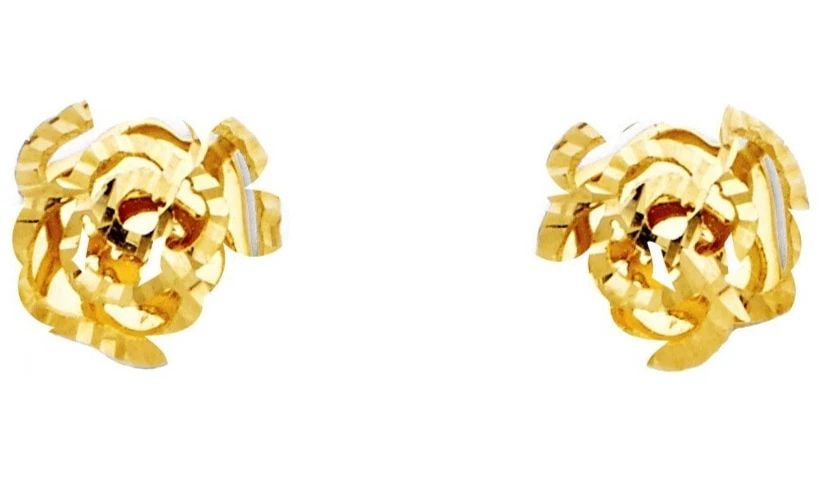 NEW 14K YELLOW GOLD FLOWER EARRINGS: NEW 14K YELLOW GOLD FLOWER EARRINGS FLOWER EARRINGS NEW 14K YELLOW GOLD HEIGHT - 9 mm WIDTH - 0.9 mm Apx WEIGHT - 1.7 g