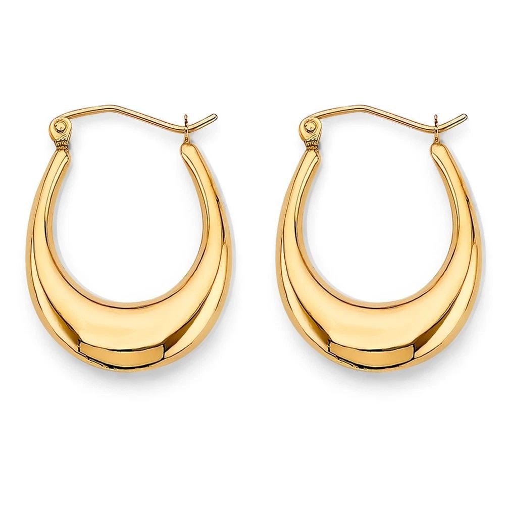 NEW 14K YELLOW GOLD POLISH HOLLOW HOOP EARRINGS: NEW 14K YELLOW GOLD POLISH HOLLOW HOOP EARRINGS POLISH HOLLOW HOOP EARRINGS NEW 14K YELLOW GOLD HEIGHT - 25 mm WIDTH - 20 mm Apx WEIGHT - 1.7 g