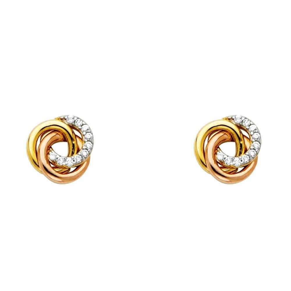 NEW 14K TRI COLOR GOLD EARRINGS: NEW 14K TRI COLOR GOLD EARRINGS EARRINGS NEW 14K TRI COLOR GOLD HEIGHT - 7 mm WIDTH - 7 mm Apx WEIGHT - 1.7 g