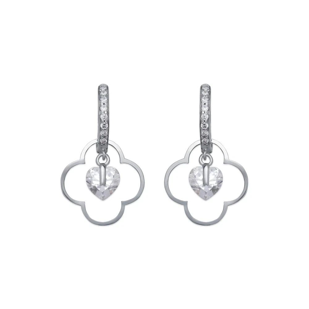 NEW 14K WHITE GOLD FANCY FLOWER EARRINGS: NEW 14K WHITE GOLD FANCY FLOWER EARRINGS FANCY FLOWER EARRINGS NEW 14K WHITE GOLD Width: Approx. 15x26mm Apx WEIGHT: 2.2g