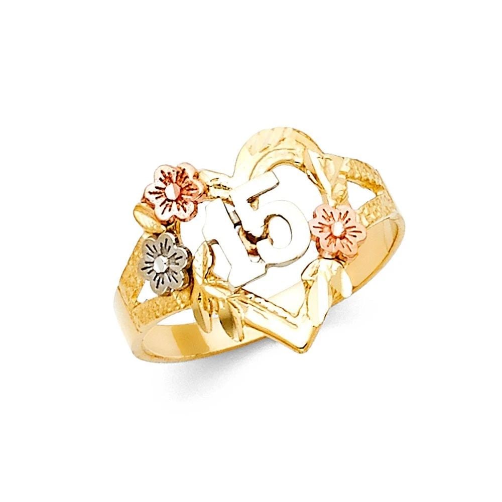 NEW 14K TRI COLOR GOLD 15 YEARS RING (1 of 2)