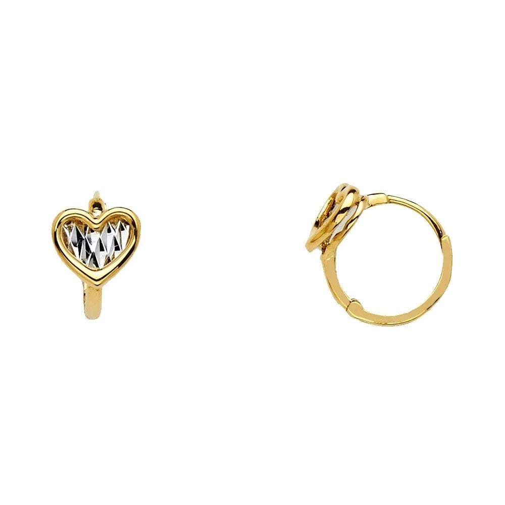 NEW 14K TWO TONE GOLD HUGGIES EARRINGS (1 of 2)