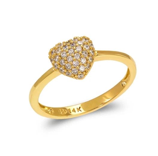 NEW 14K YELLOW GOLD LADIES FANCY HEART RING (1 of 2)