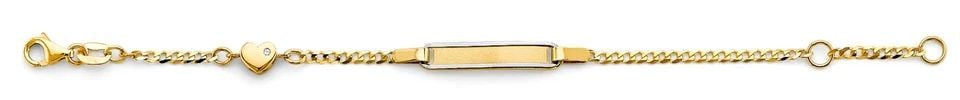 NEW 14K TWO TONE GOLD BABY ID WITH HEART BRACELET (1 of 1)